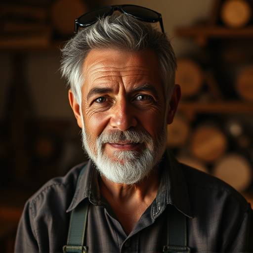 Retrato de José da Silva, fundador da Móveis Estrela Guia, em sua oficina em Ouro Preto